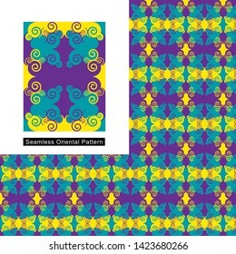 Seamless Abstract Oriental Pattern with Sample in Vector