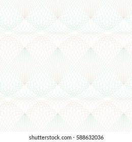 Seamless abstract ornament on white background. Elegant blue and pink vector pattern illustration. Invitations, banknotes, diplomas, certificates, tickets and other papers security or wrapping design 