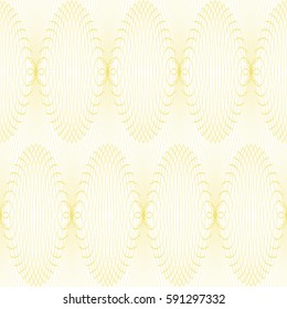 Seamless abstract ornament on white background. Elegant yellow vector pattern illustration for invitations, banknotes, diplomas, certificates, tickets and other papers security or wrapping design 