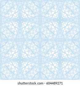 Seamless abstract ornament on white background. Elegant blue vector pattern illustration for invitations, banknotes, diplomas, certificates, tickets and other papers security or wrapping design 