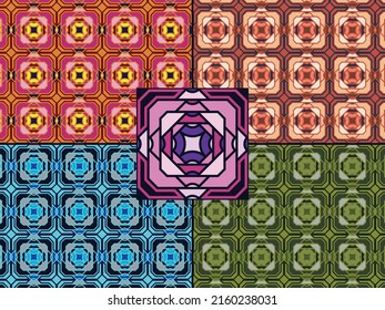 Seamless Abstract Ornament Pattern with Color Combination