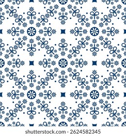 Seamless Abstract Ornament Pattern in Luxury Blue Color