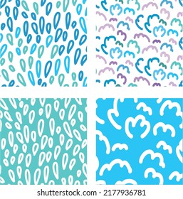 Seamless abstract ornament with water elements rain drops clouds. Suitable for decorating children's and women's products.