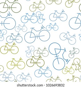 Seamless abstract outline of bicycle generative art background. Cartoon style vector.
