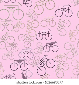 Seamless abstract outline of bicycle generative art background. Cartoon style vector.
