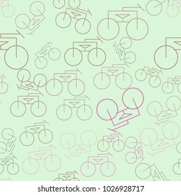 Seamless abstract outline of bicycle generative art background. Cartoon style vector.