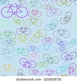 Seamless abstract outline of bicycle generative art background. Cartoon style vector.