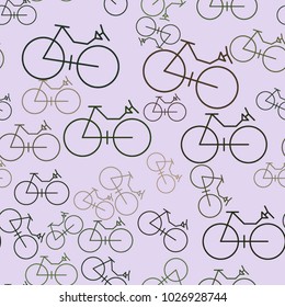 Seamless abstract outline of bicycle generative art background. Cartoon style vector.
