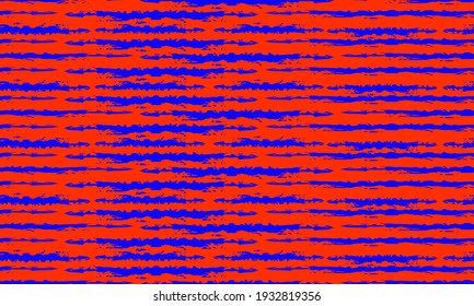 Seamless abstract paint brush pattern on orange and blue, vector illustration background.