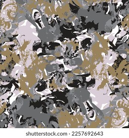 Seamless abstract painting tile pattern, graffiti painting texture seamless pattern, Abstract expression textile repeat pattern, retro grunge painting vector pattern wallpaper for fabric or paper warp