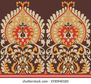 Seamless abstract paisley border pattern with background