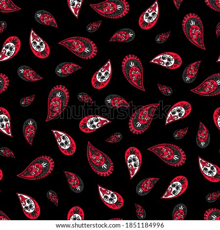 Seamless abstract paisley style pattern. Bright ethnic print for textiles and paper. Vector illustration.