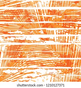 Seamless Abstract Palm Leaf in Distressed Stripe Pattern Background Tile