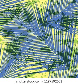 Seamless Abstract Palm Leaf and Jungle Foliage Background Pattern