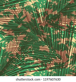 Seamless Abstract Palm Leaf and Jungle Foliage Background Pattern