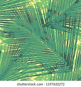 Seamless Abstract Palm Leaf and Jungle Foliage Background Pattern