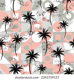 seamless abstract palm tree pattern on background