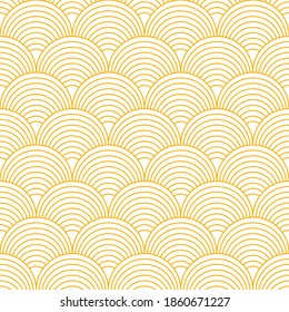 Banner de pasta abstracta sin inconvenientes con círculos de línea geométrica. Ornamento con ramen o espagueti. Antecedentes en Japón