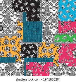 seamless abstract patchwork pattern on background