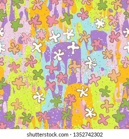 Seamless abstract pattern with amoeba blots and abstract background.