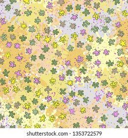 Seamless abstract pattern with amoeba blots and abstract background.