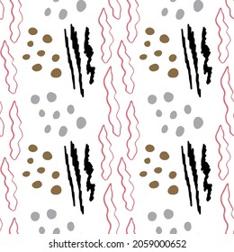 seamless abstract pattern with animal prints and spots. vector illustration