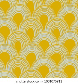 The seamless abstract pattern with arches for your designs. Hand drawn repeat background. Can be used for paper, branding, packaging, fabric, decor, posters, cards, etc.