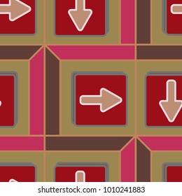 Seamless abstract pattern with arrows on button.