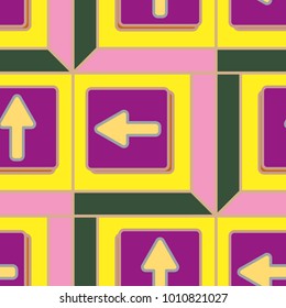 Seamless abstract pattern with arrows on button.
