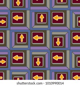Seamless abstract pattern with arrows on button.
