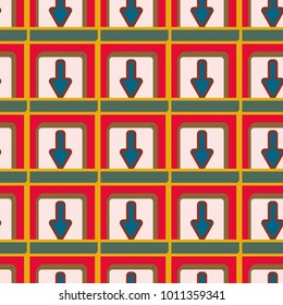 Seamless abstract pattern with arrows on button.