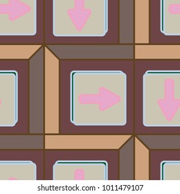 Seamless abstract pattern with arrows on button.