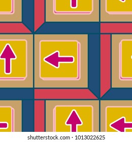 Seamless abstract pattern with arrows on button.