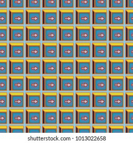 Seamless abstract pattern with arrows on button.
