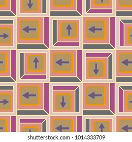 Seamless abstract pattern with arrows on button.