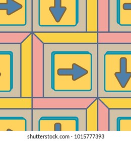 Seamless abstract pattern with arrows on button.