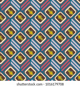 Seamless abstract pattern with arrows on button.