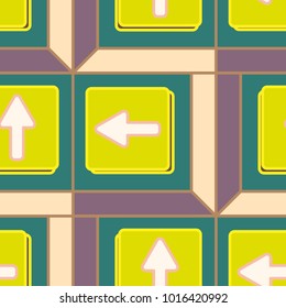 Seamless abstract pattern with arrows on button.