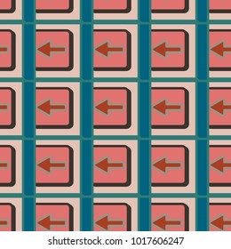 Seamless abstract pattern with arrows on button.