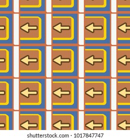 Seamless abstract pattern with arrows on button.