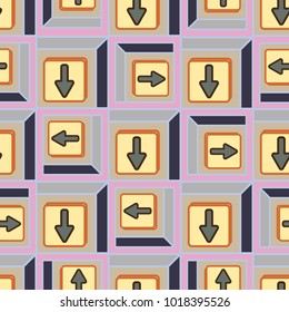 Seamless abstract pattern with arrows on button.