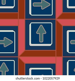 Seamless abstract pattern with arrows on button.