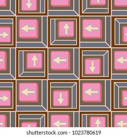 Seamless abstract pattern with arrows on button.