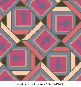 Seamless abstract pattern with arrows on button.