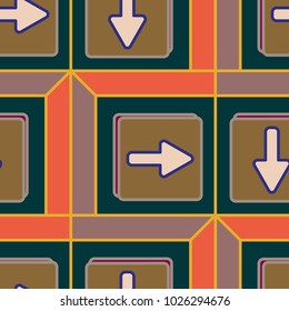 Seamless abstract pattern with arrows on button.