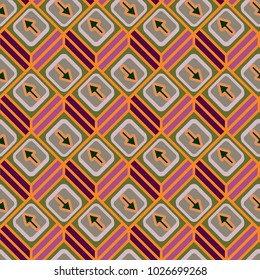 Seamless abstract pattern with arrows on button.