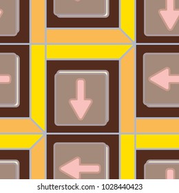 Seamless abstract pattern with arrows on button.