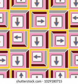 Seamless abstract pattern with arrows on button.