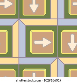 Seamless abstract pattern with arrows on button.