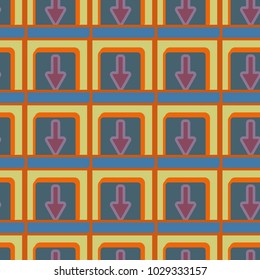 Seamless abstract pattern with arrows on button.